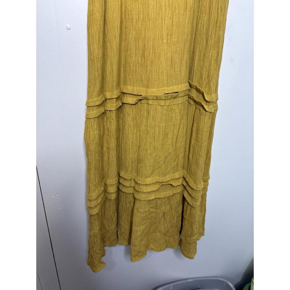 Womens Dress XL Honey Mustard Tiered Puff Sleeve Cottagecore Church Modest - Picture 6 of 10